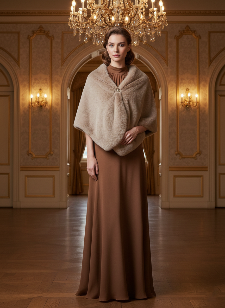 Fur Evening Shawl - Biege